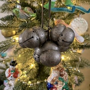 Rustic Jingle Bells (bear faces) with n leather cord